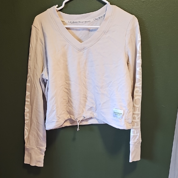 Calvin‎ Klein Cream V-Neck Performance Top - Picture 1 of 5
